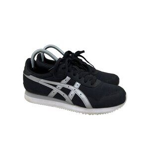 Asics Tiger Runner Black Silver Low Top Sneakers Shoes 1192A126 Womens size 8.5